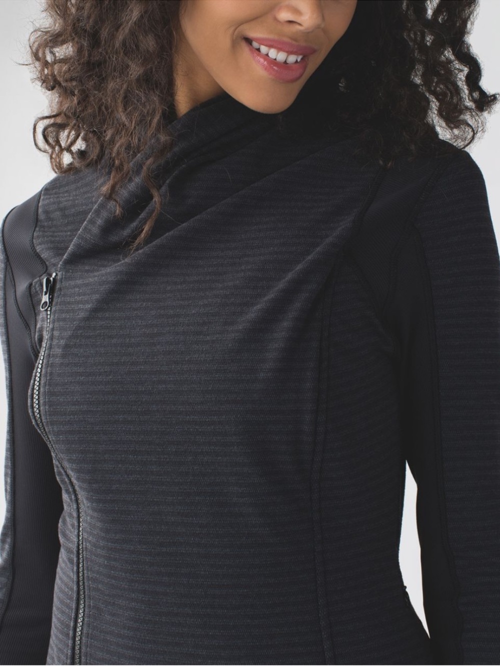 Lululemon Bhakti Yoga Jacket Luon Pique Black Dark Slate Black Size 6 - Picture 3 of 14